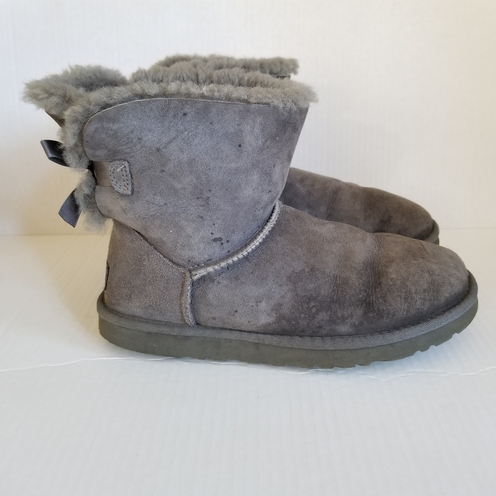 UGG Grey Mini Bailey Bow Winter Snow Boots 8 38